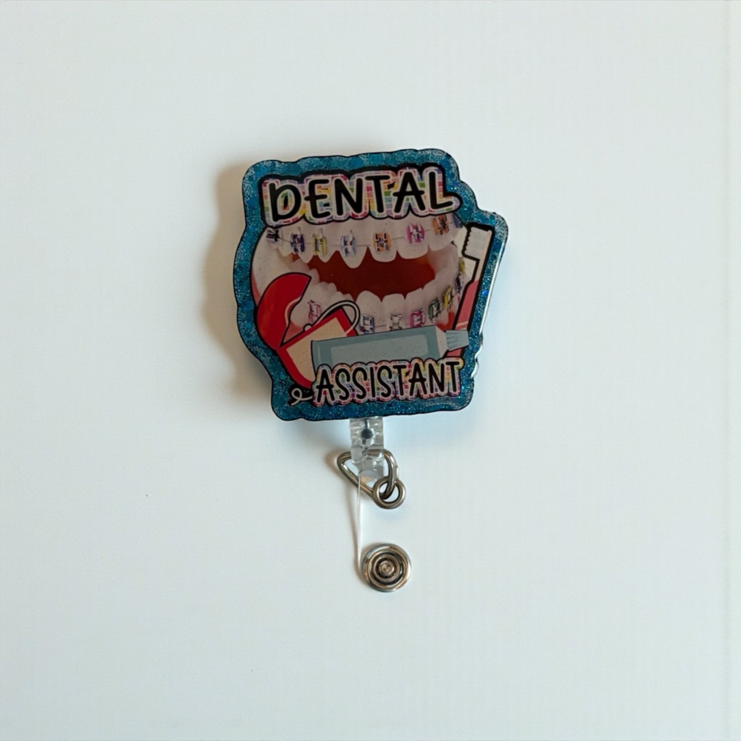 Dental Assistant Badge Reel – Colorful Braces Dental ID Holder