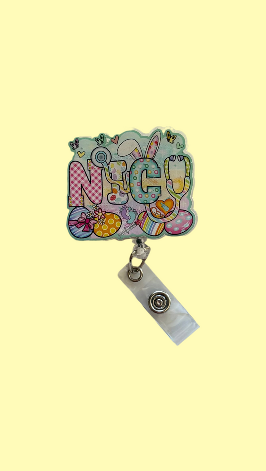 NICU Easter Badge Reel – Spring Bunny Egg Nurse ID Holder
