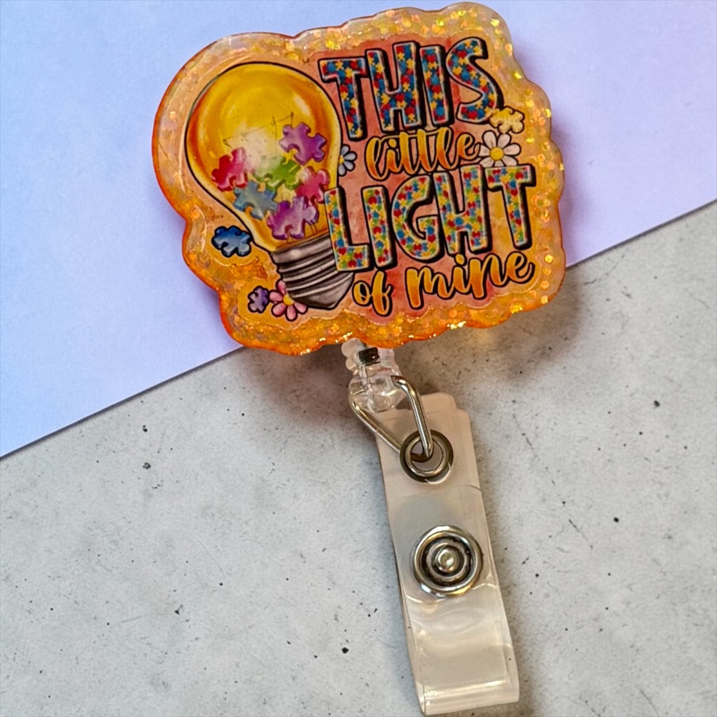 Autism Badge Reel- This Little Light of Mine Badge Reel