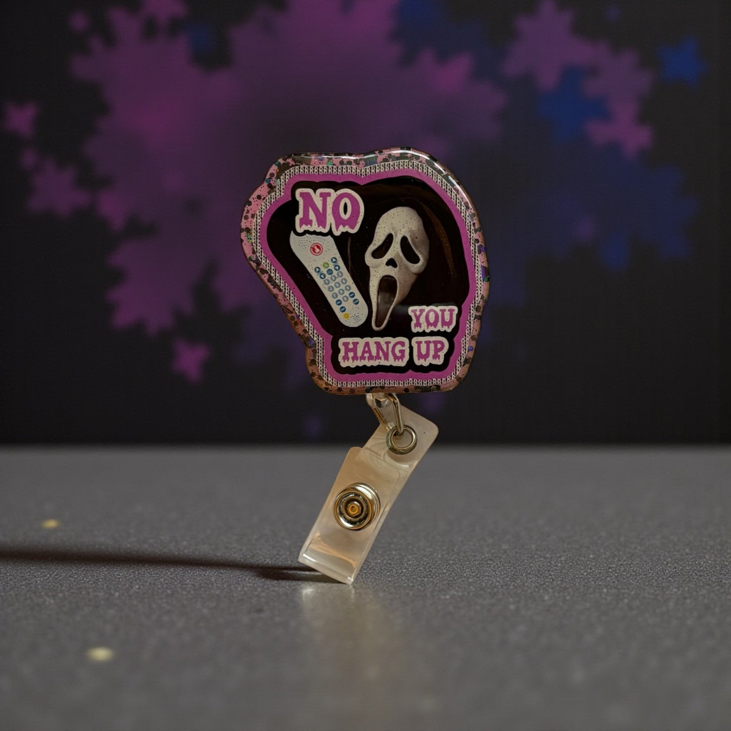 No You Hang Up – Retro Horror Phone Badge Reel