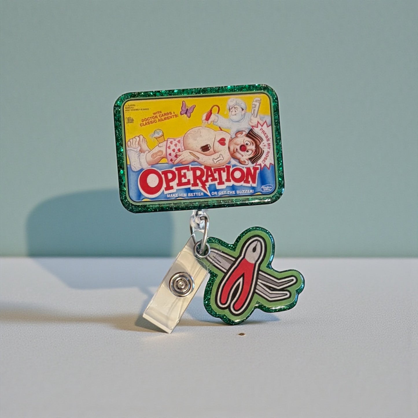 Operation Game Badge Reel – Retro 90s Nurse Gift, Funny Hospital ID Holder, Game Night Accessory