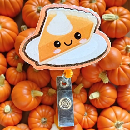 Cute Pumpkin Pie Badge Reel | Foodie Nurse Badge Holder | Fall & Thanksgiving Badge Clip