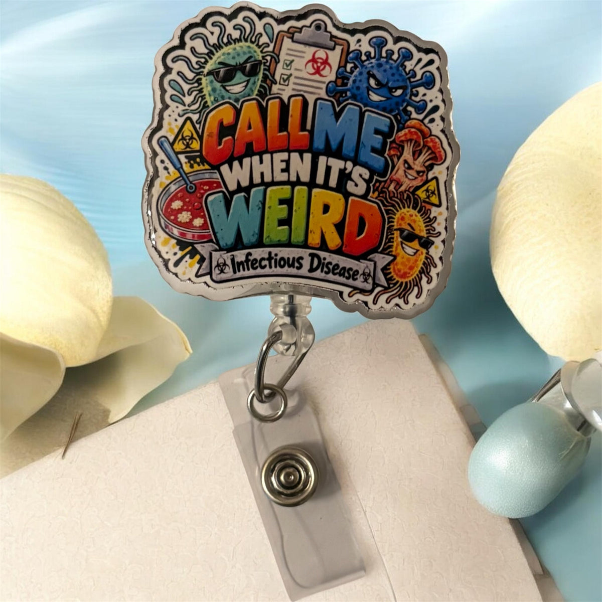 Infectious Disease Badge Reel Collection | Funny ID Nurse & Healthcare Badge Reels | Germ Hunter