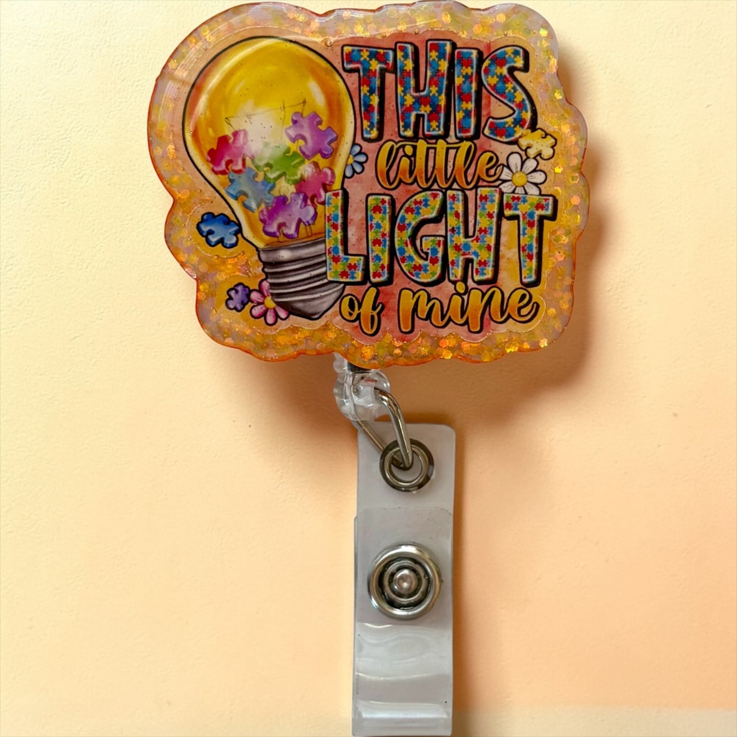 Autism Badge Reel- This Little Light of Mine Badge Reel