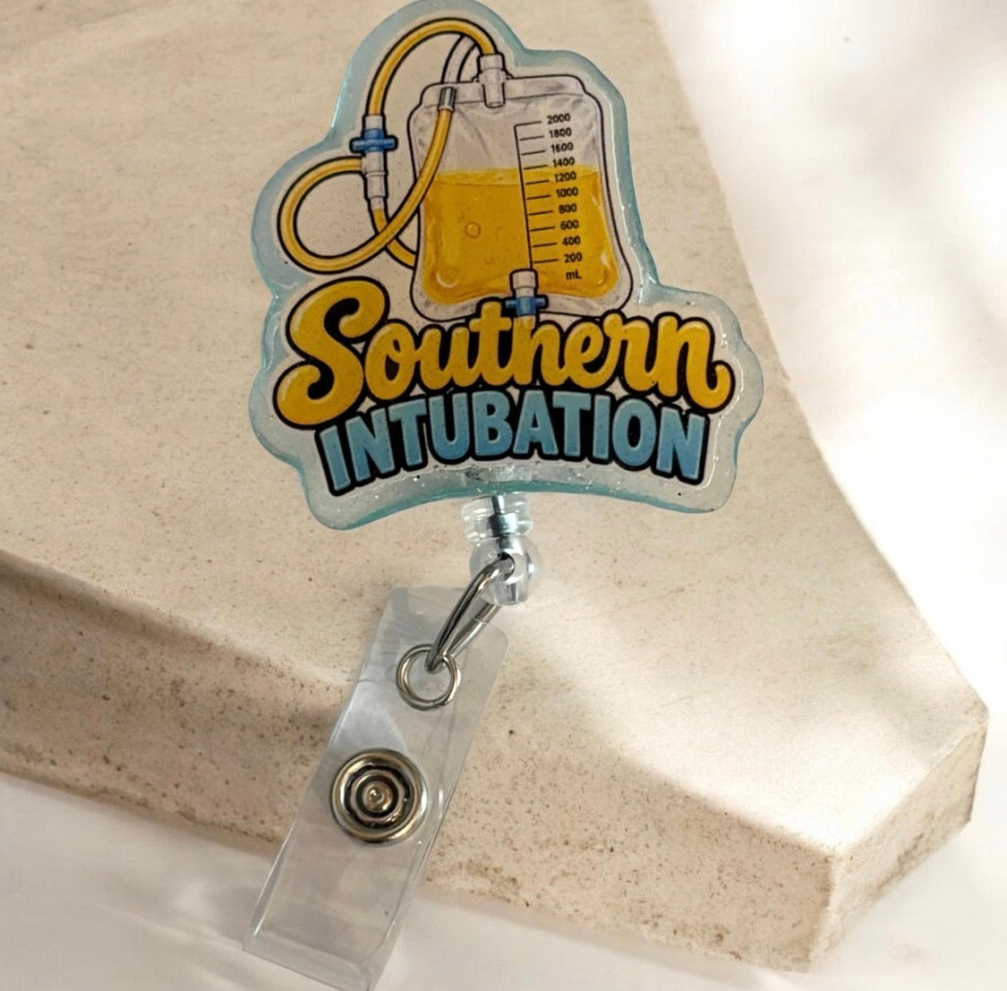 Southern Intubation Badge Reel | Funny Foley Catheter Badge Reel | Urology Nurse Badge Reel | Healthcare Humor