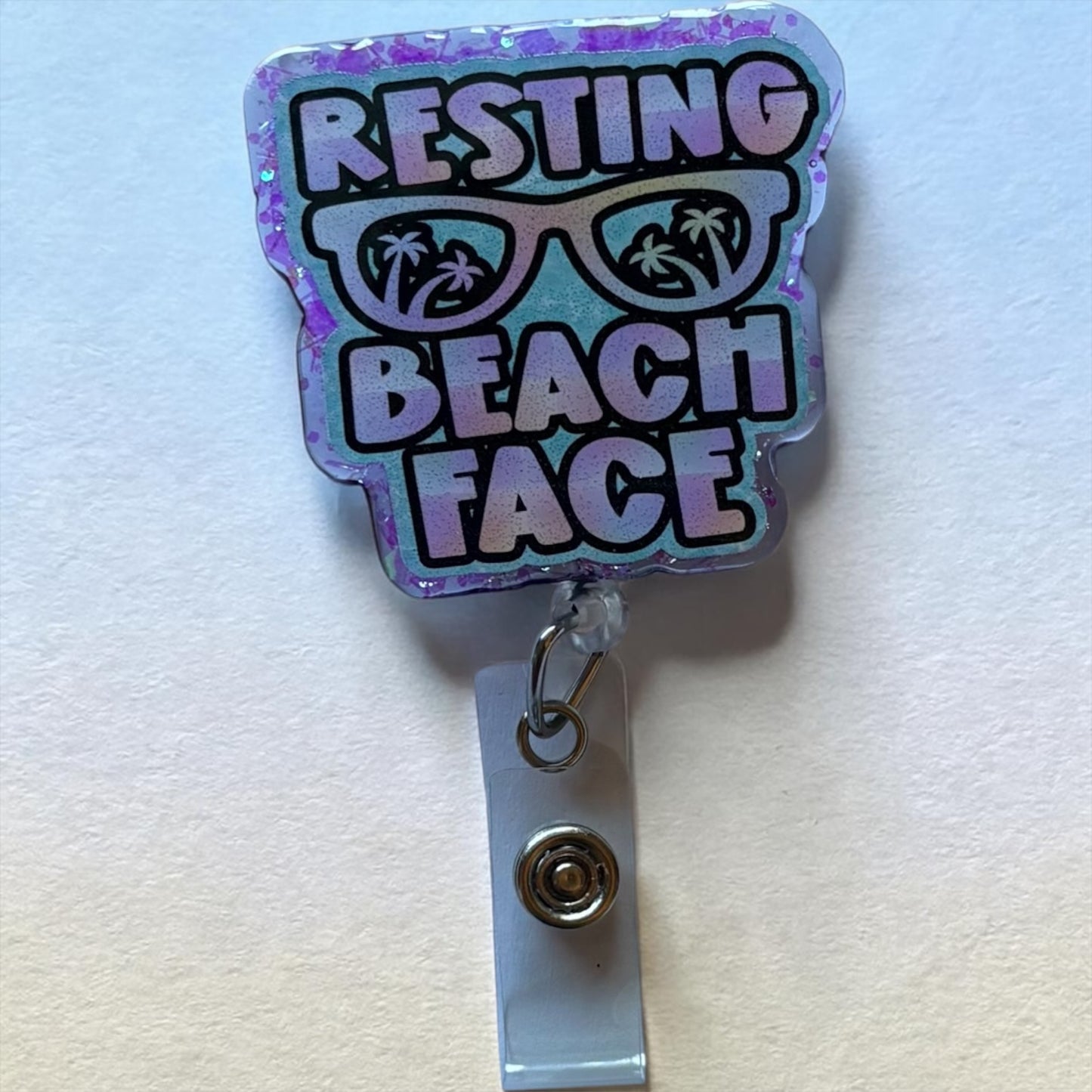 Resting Beach Face Badge Reel | Funny Beach Nurse Badge Holder | Summer Vibes ID Reel | Cute Coastal Work Accessory