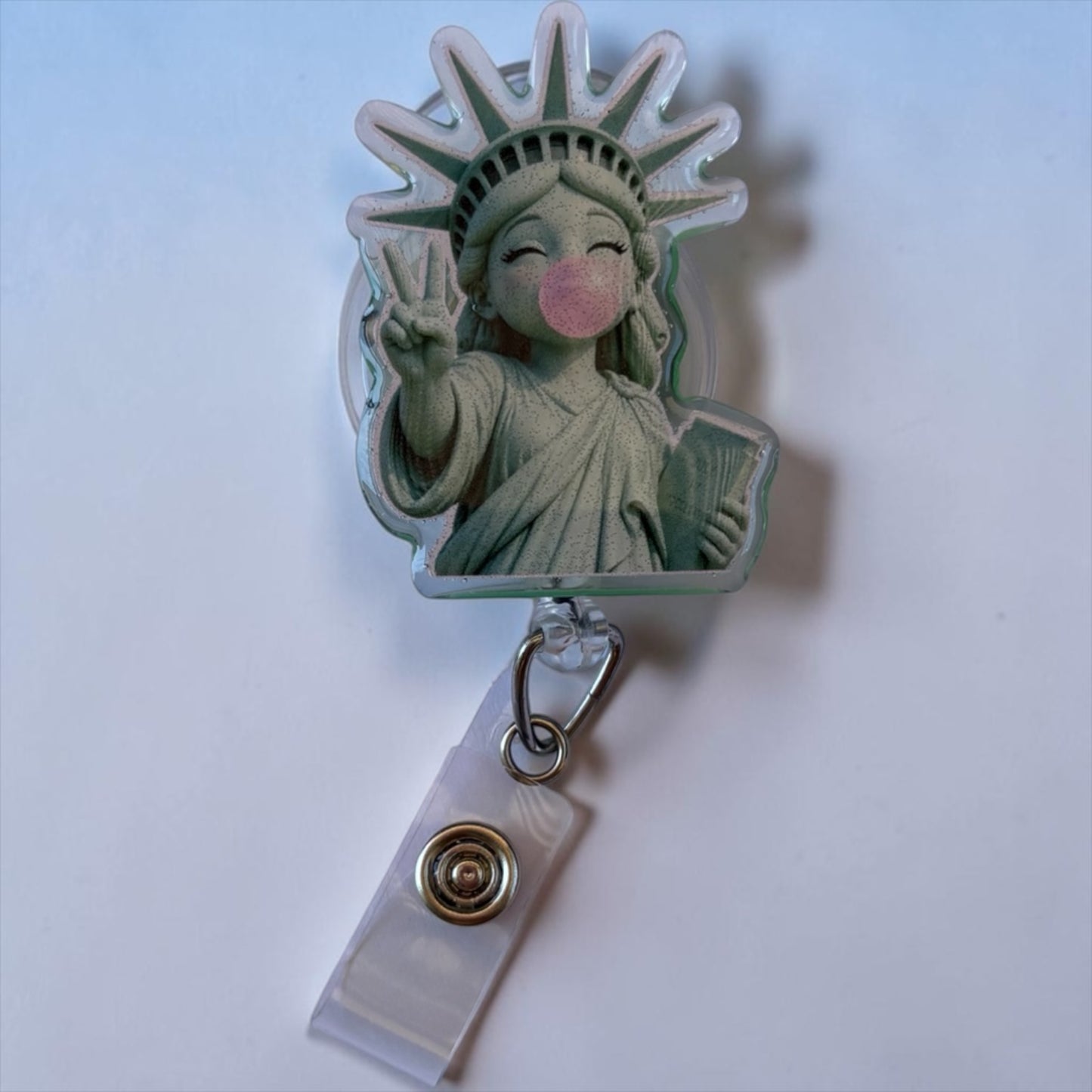 Statue of Liberty Bubble Gum Badge Reel – Cute Patriotic Badge Holder
