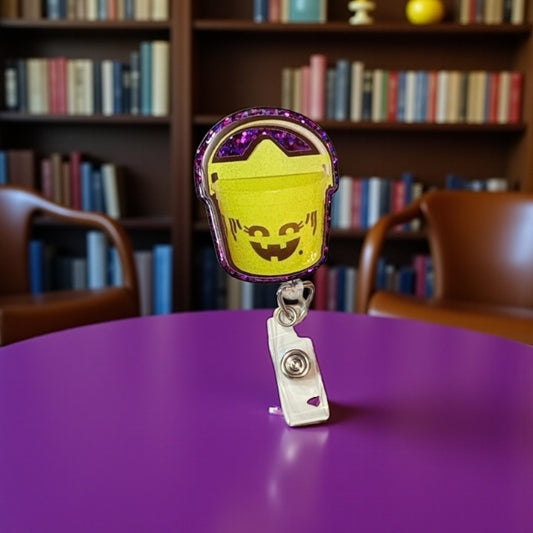 McDonald’s Halloween Bucket Badge Reel – Retro Happy Meal ID Clip, Funny Fall Badge for Nurses, Teachers, Healthcare Workers