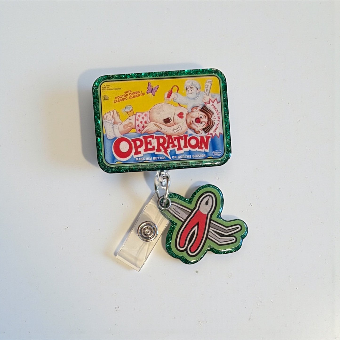 Operation Game Badge Reel – Retro 90s Nurse Gift, Funny Hospital ID Holder, Game Night Accessory