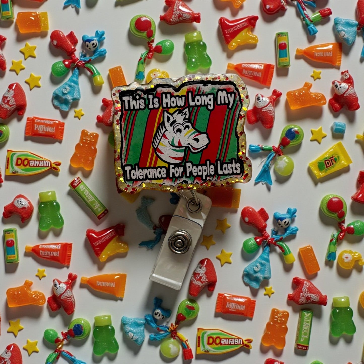 Fruit Stripe Zebra Badge Reel, Funny Nurse ID Holder, Retro Rainbow Badge Clip, Cute Nursing Accessory, Healthcare Gift for Coworker