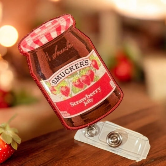Strawberry Jelly Badge Reel – Funny Foodie ID Holder