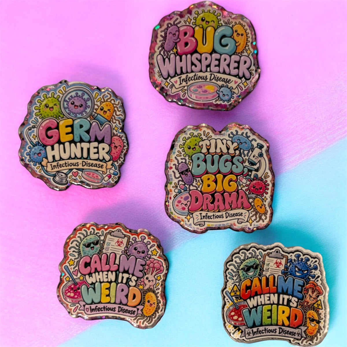 Infectious Disease Badge Reel Collection | Funny ID Nurse & Healthcare Badge Reels | Germ Hunter