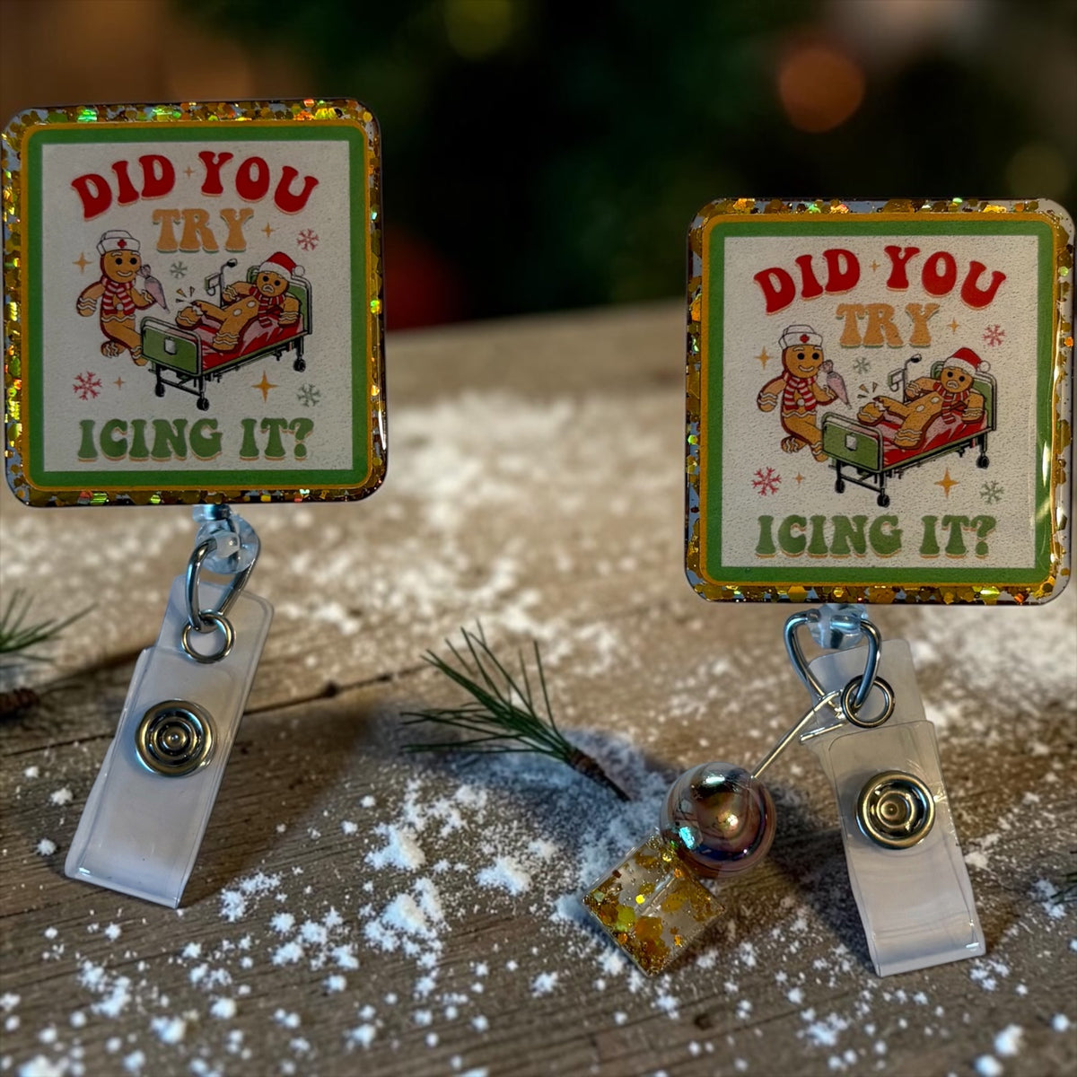 Funny Gingerbread Christmas Badge Reel – Holiday Nurse ID Clip, ER Nurse Gift, Medical Badge Holder for Winter Scrubs
