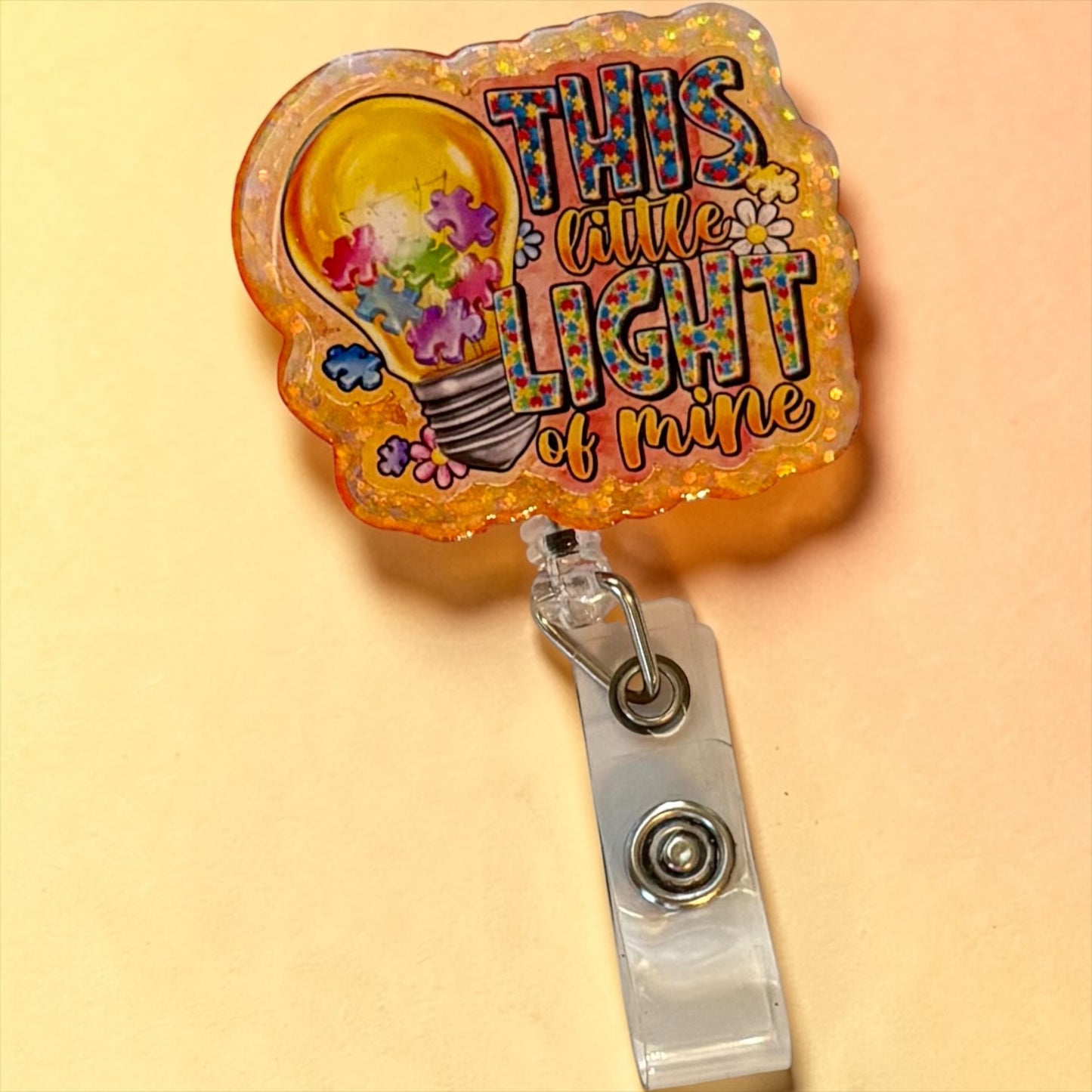 Autism Badge Reel- This Little Light of Mine Badge Reel