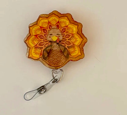 Thanksgiving Turkey Badge Reel, Funny Nurse Badge Holder, Fall Themed ID Clip, Autumn Badge Reel for Healthcare Workers