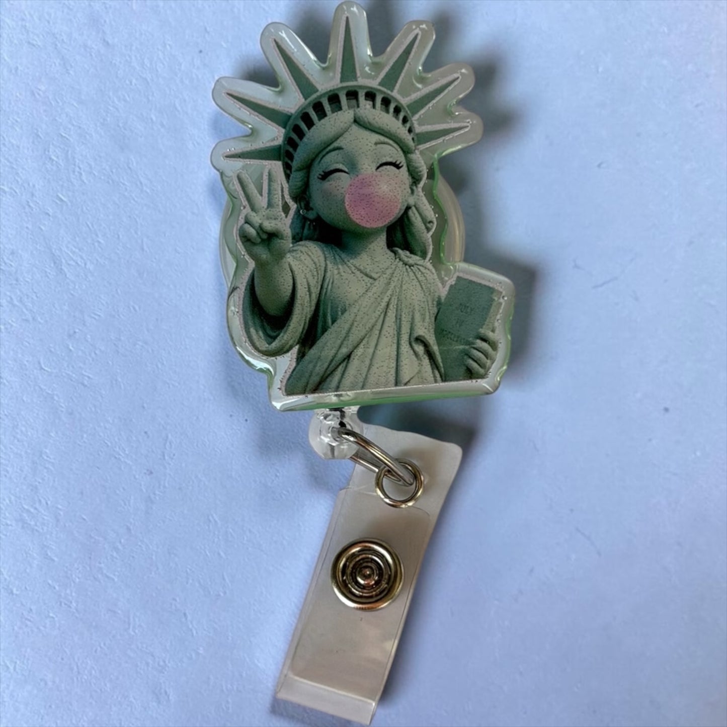 Statue of Liberty Bubble Gum Badge Reel – Cute Patriotic Badge Holder