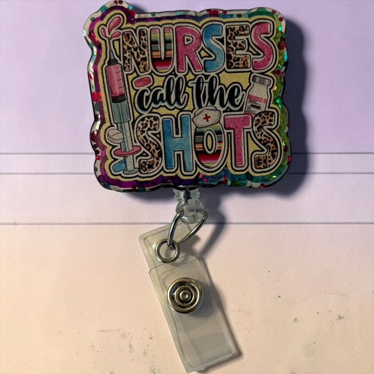Nurses Call the Shots Badge Reel – Funny Nurse Badge, Cute Tassel ID Clip, RN/ER Gift Idea