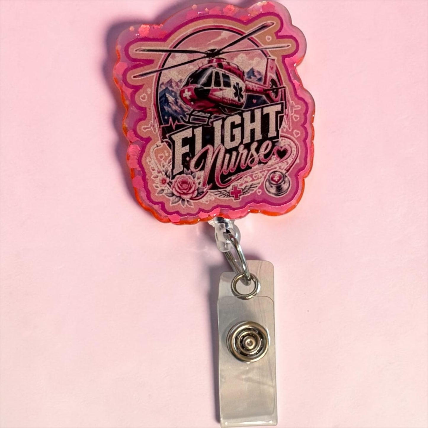 Flight Nurse Helicopter Badge Reel | ER, Trauma & Critical Care Nurse ID Holder