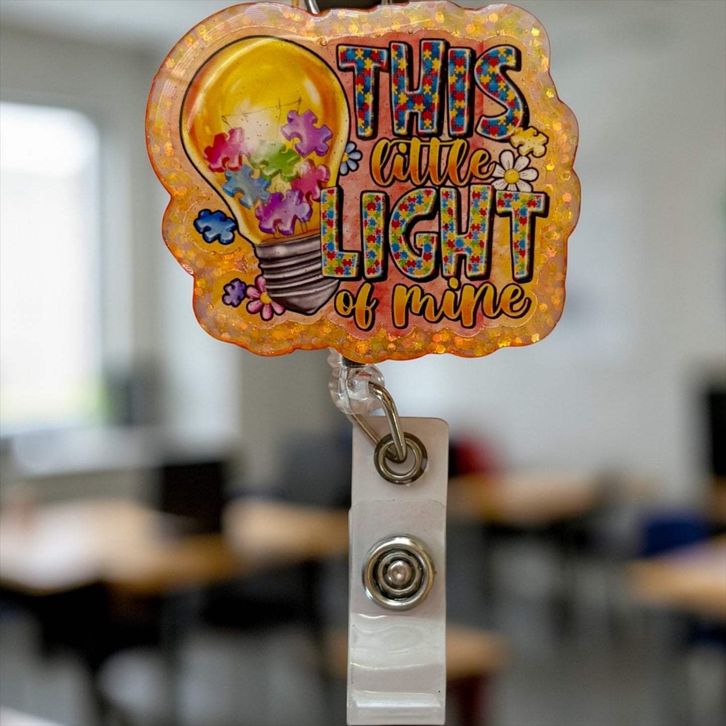 Autism Badge Reel- This Little Light of Mine Badge Reel