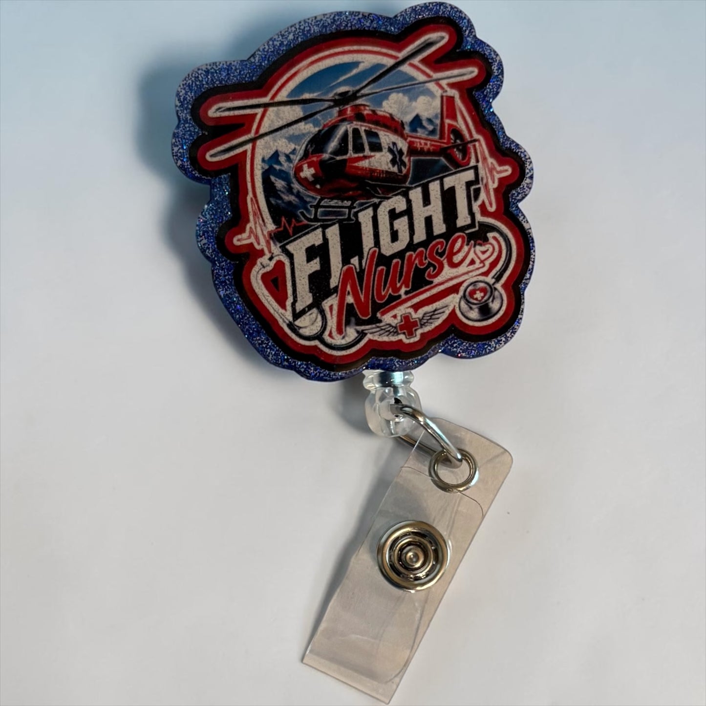 Flight Nurse Helicopter Badge Reel | ER, Trauma & Critical Care Nurse ID Holder