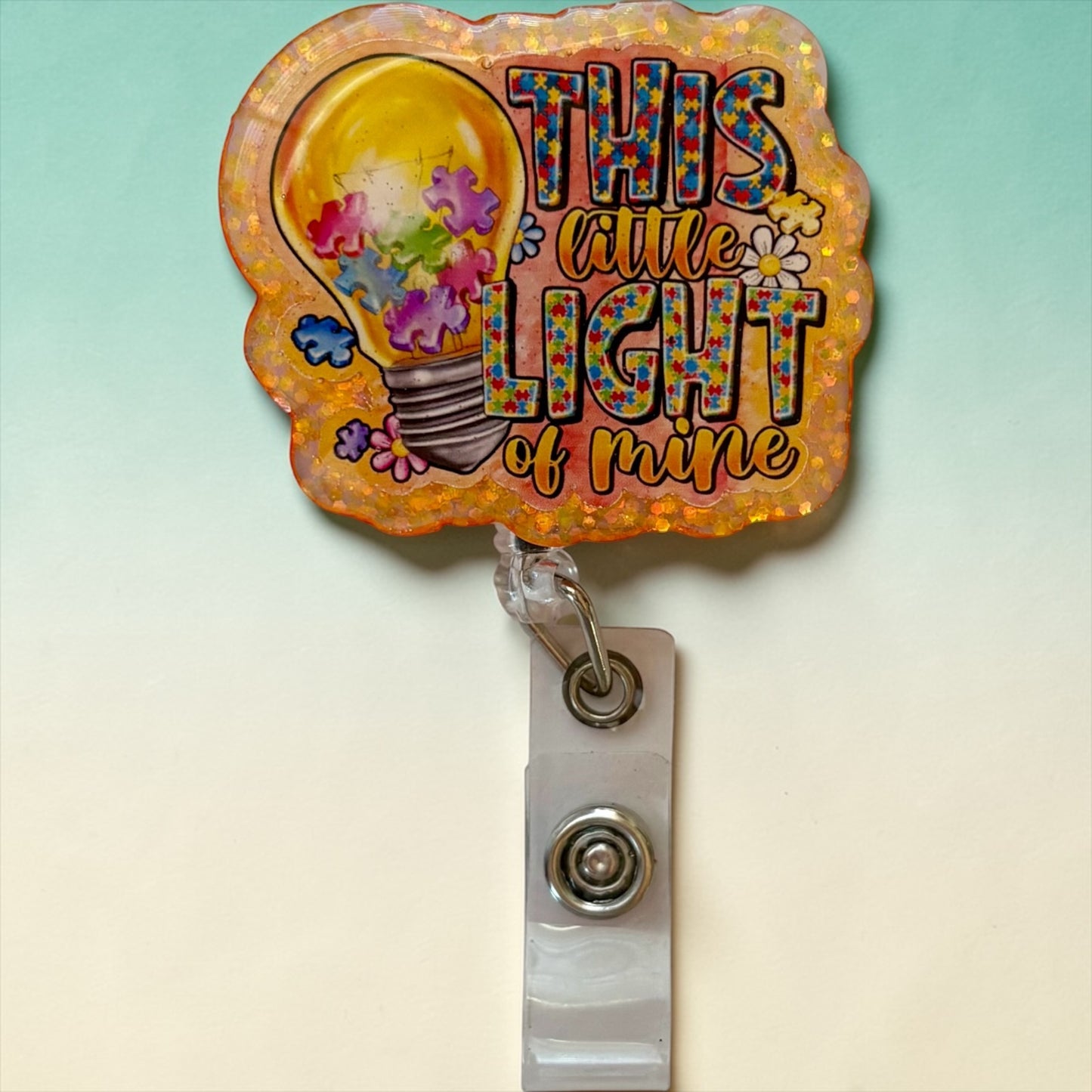 Autism Badge Reel- This Little Light of Mine Badge Reel