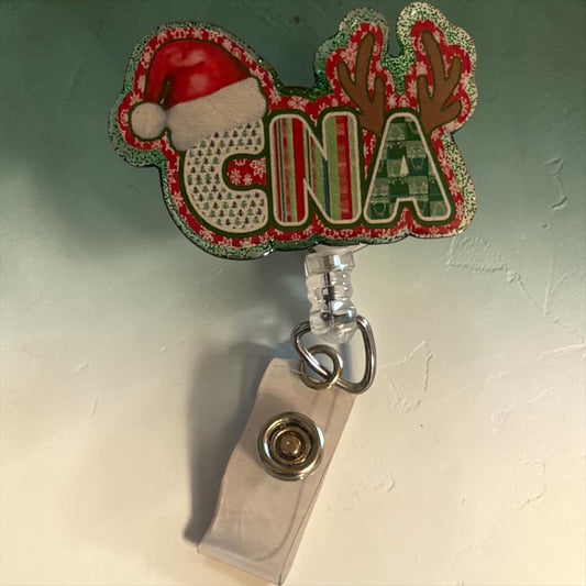 Christmas CNA Badge Reel – Festive Nurse Badge Holder – Holiday Healthcare ID Clip – Cute CNA Gift