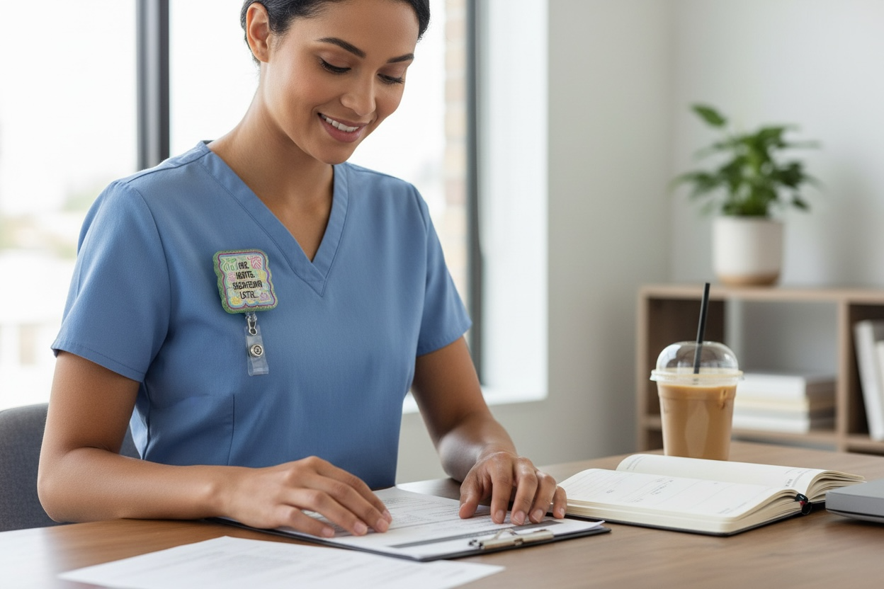 One Mental Breakdown Later – Glitter Retro Floral Badge Reel