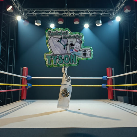 Anesthesia Badge Reel, Funny Knocked Out Like Tyson Badge, CRNA Nurse Badge Holder, Sedation OR Badge Clip, PACU Gift