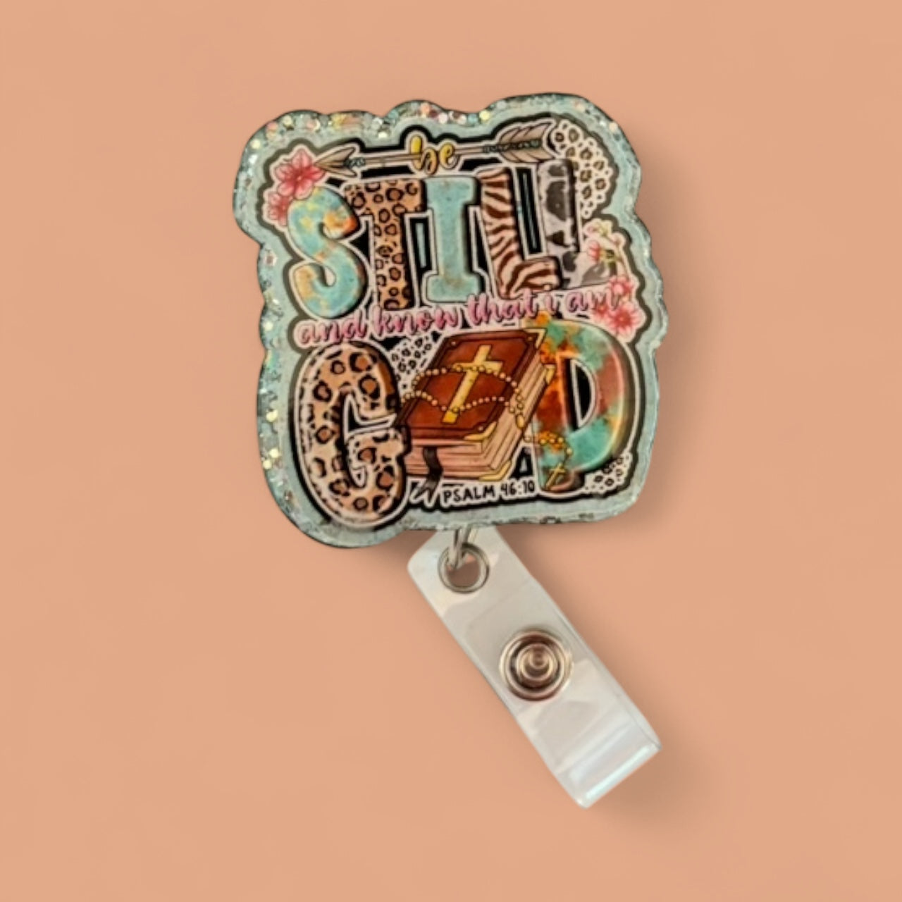 Be Still & Know God Badge Reel – Inspirational Christian Scripture ID Holder