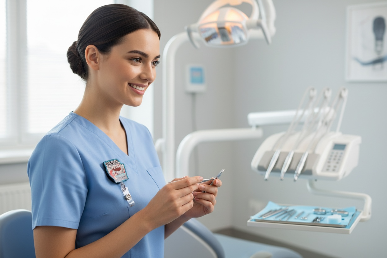 Dental Assistant Badge Reel – Colorful Braces Dental ID Holder