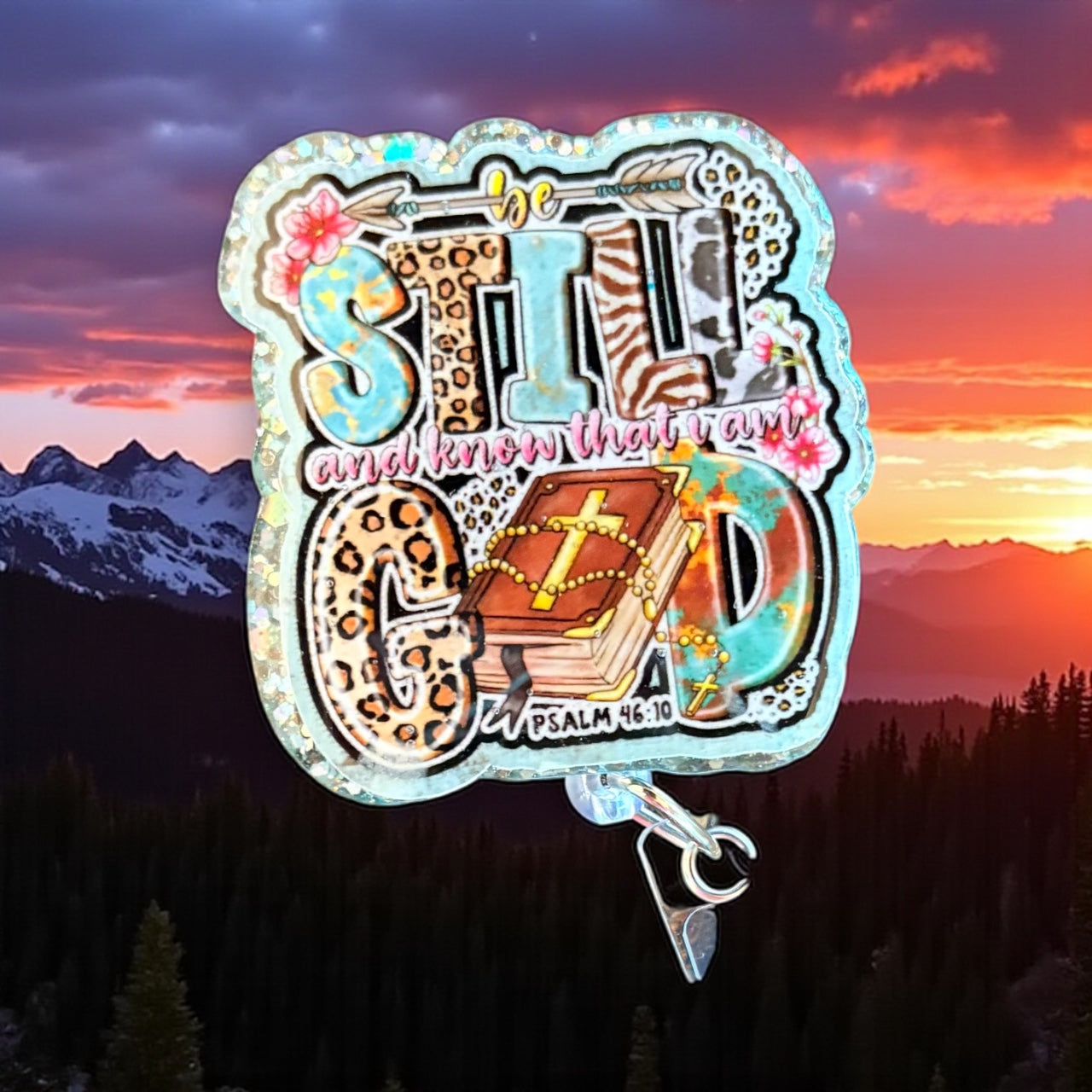 Be Still & Know God Badge Reel – Inspirational Christian Scripture ID Holder