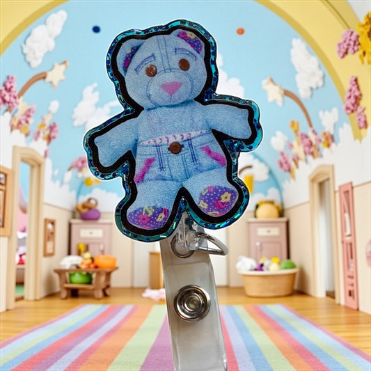 Doodle Bear Badge Reel | Nostalgia Badge Holder | Pediatric & NICU Badge Clip