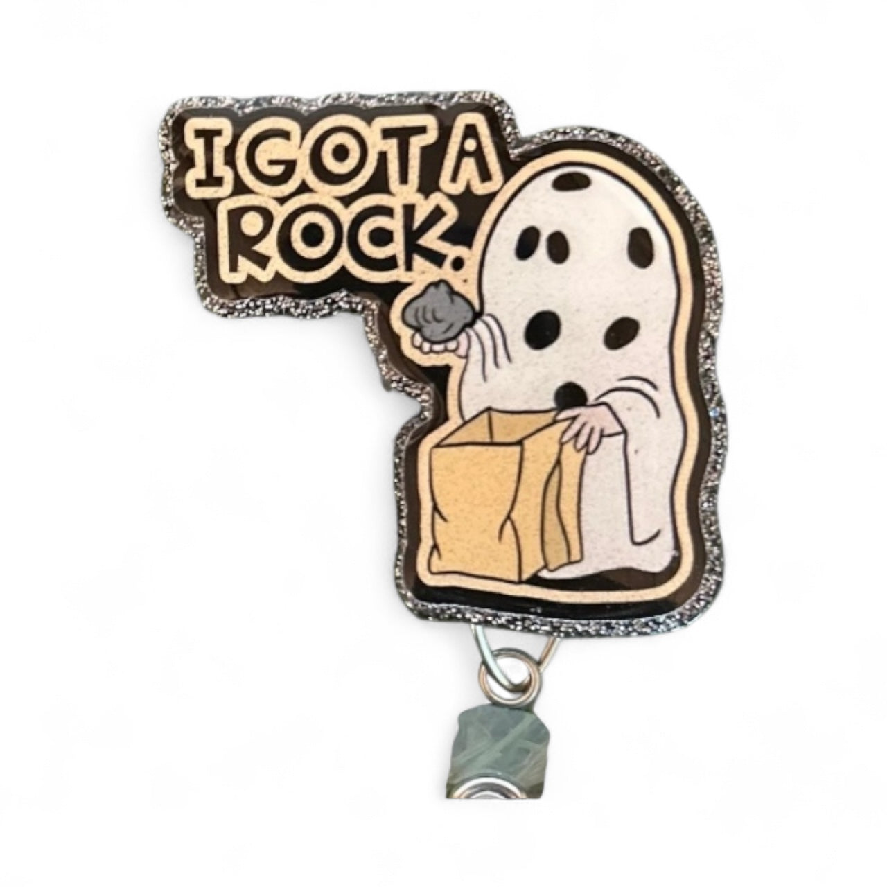 Rock Badge Reel, Funny Halloween Nurse ID Clip, Trick or Treat Ghost Badge Holder, Charlie Brown Fall Work Accessory