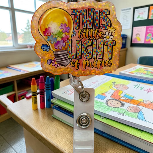 Autism Badge Reel- This Little Light of Mine Badge Reel