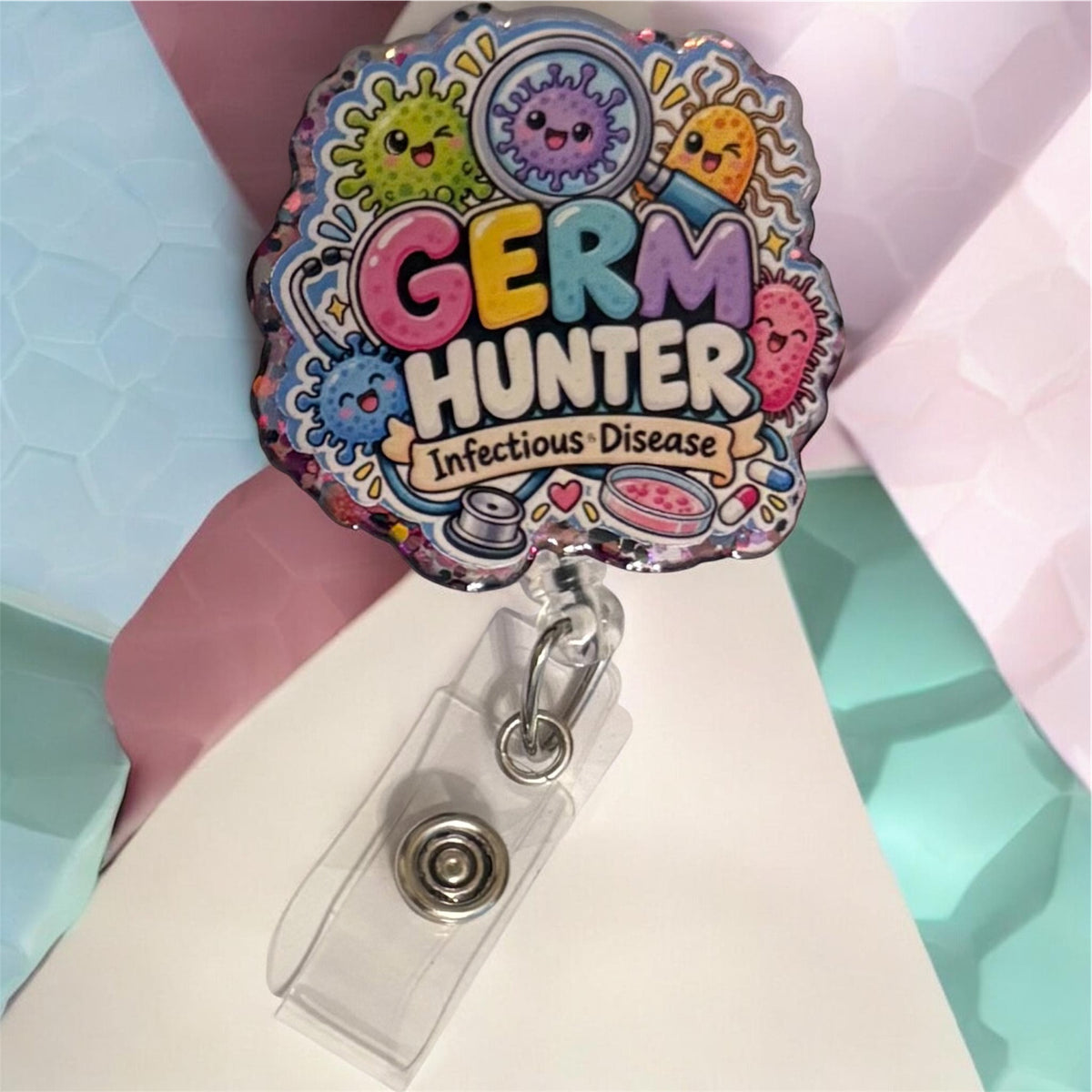 Infectious Disease Badge Reel Collection | Funny ID Nurse & Healthcare Badge Reels | Germ Hunter