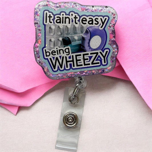Respiratory Therapy Badge Reel – Funny Inhaler Badge Holder, RT Clip for Asthma Nurses, Wheezy Badge Reel, Respiratory Gift