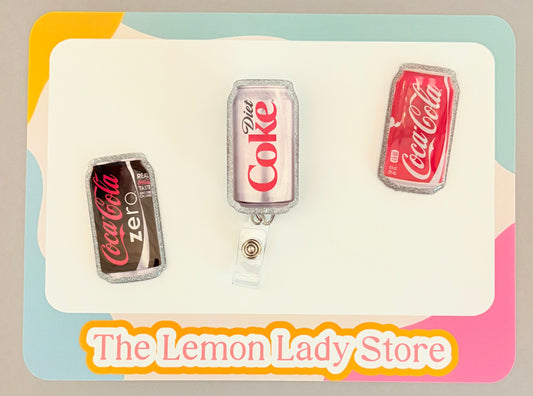 Coke Can Badge Reel – Funny Soda Nurse Badge Holder – Cute ID Clip for Nurses, CNA, RT, Teachers – Coke Zero & Diet Coke Reel