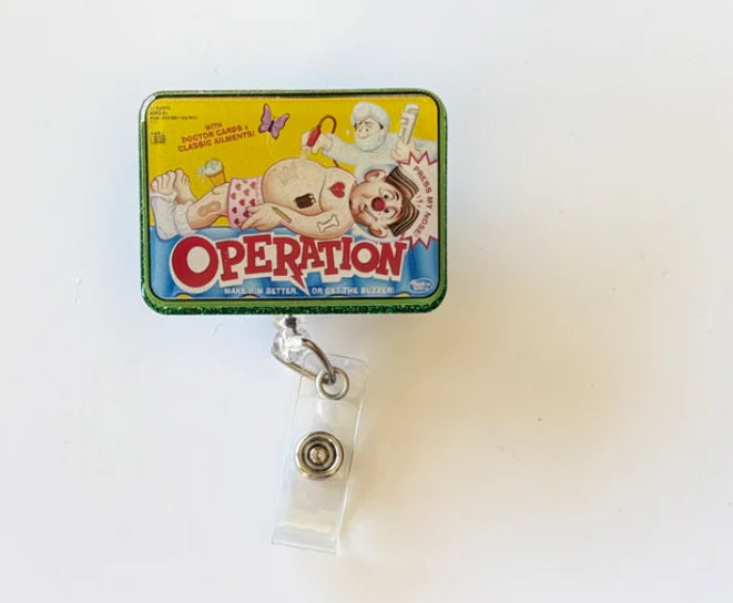 Operation Game Badge Reel – Retro 90s Nurse Gift, Funny Hospital ID Holder, Game Night Accessory