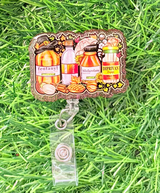 🍂 Fall Anesthesia Badge Reel – Pumpkin Spice Meds Edition 🎃