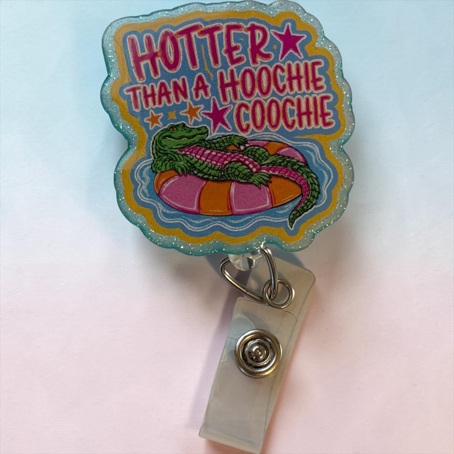 Hotter Than a Hoochie Coochie Alligator Badge Reel | Funny Southern Nurse Badge Holder