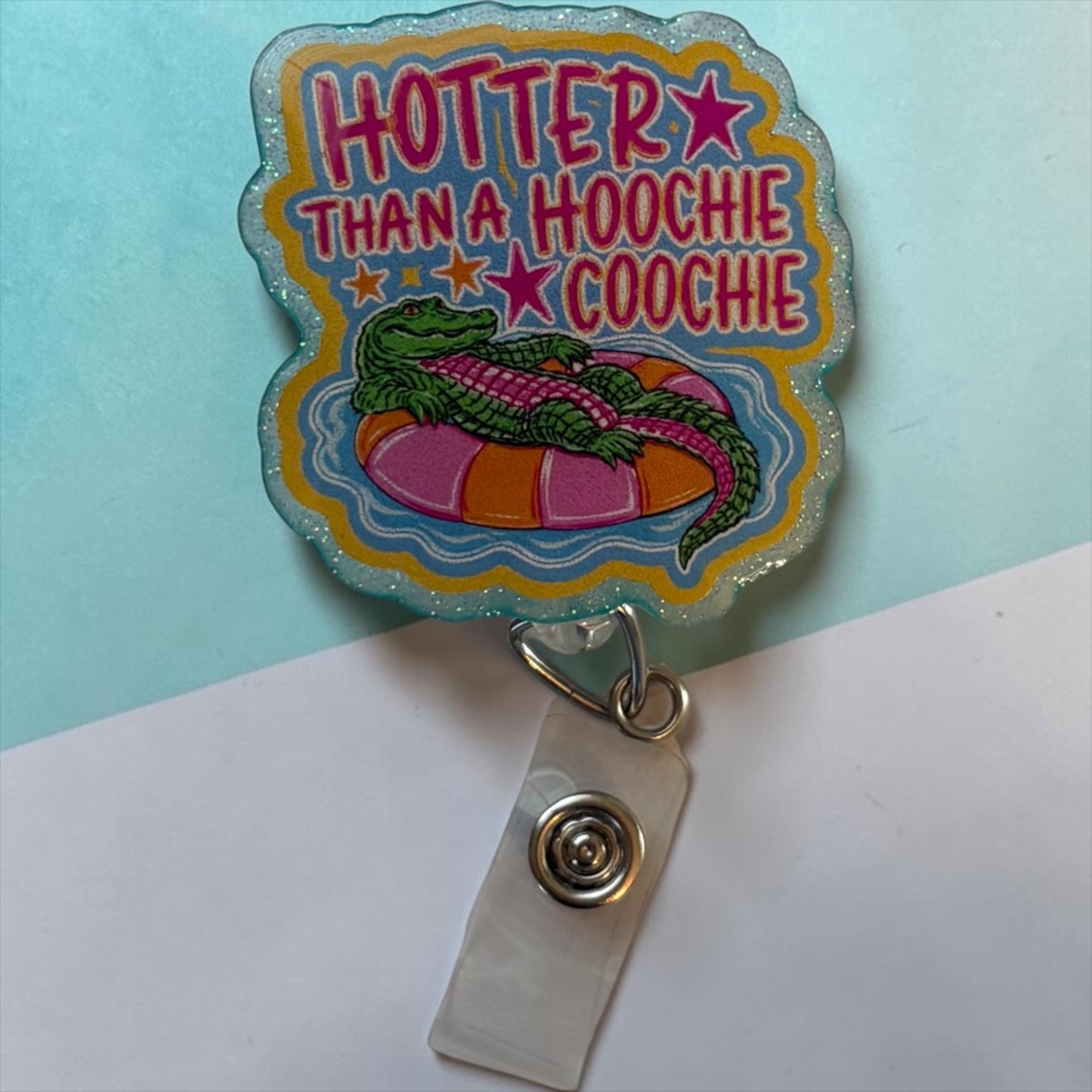 Hotter Than a Hoochie Coochie Alligator Badge Reel | Funny Southern Nurse Badge Holder