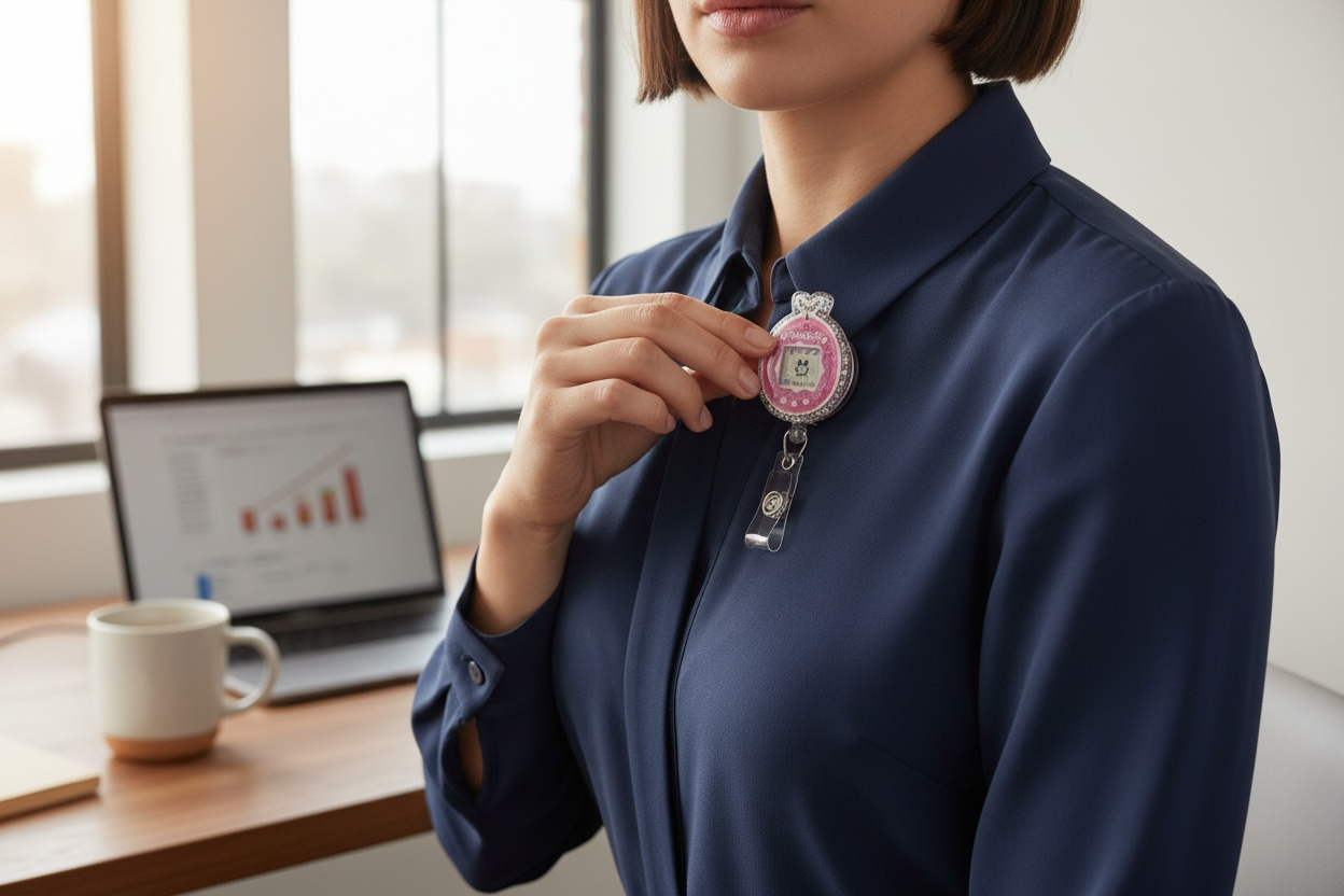 Tamagotchi-Inspired Retro Badge Reel