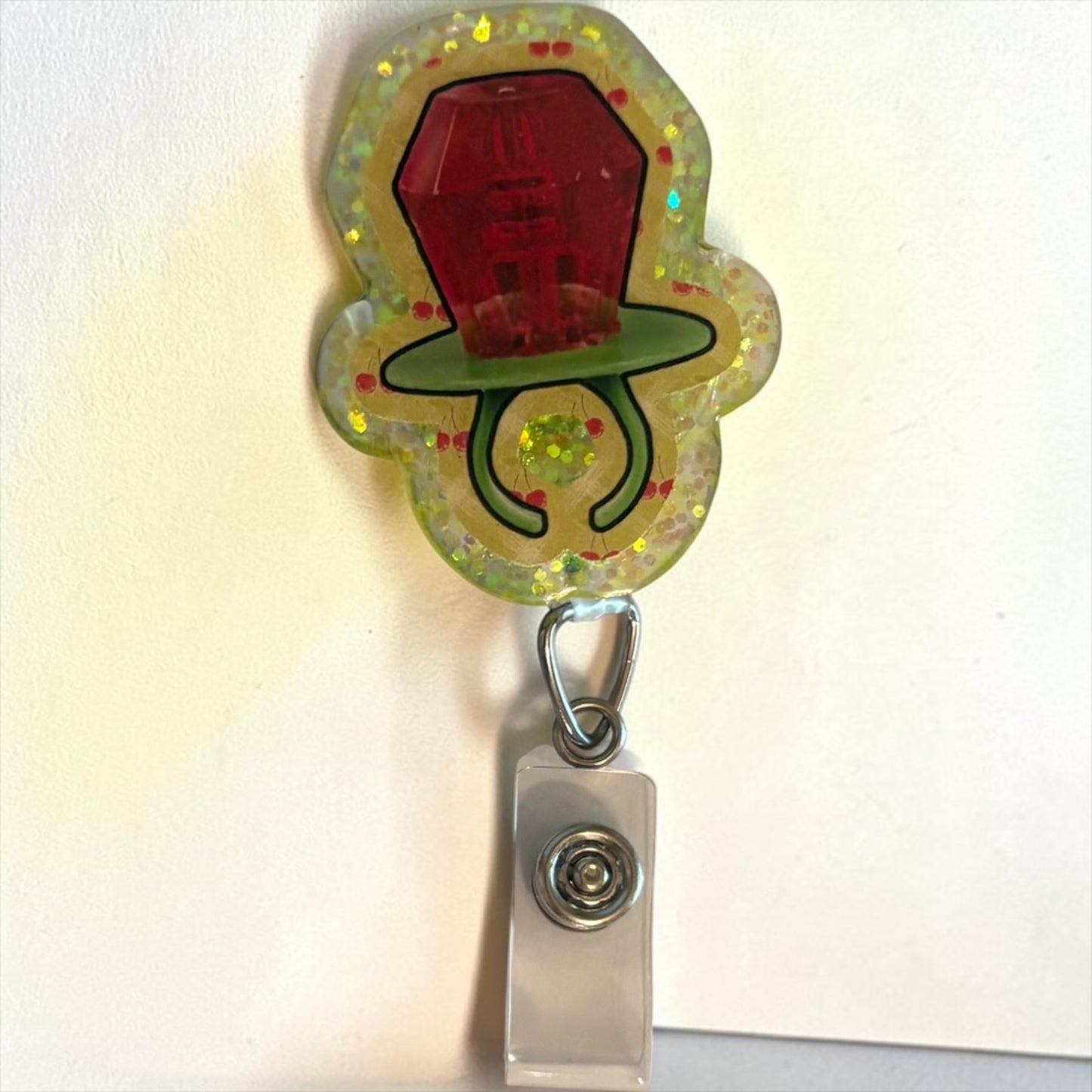 Glitter Ring Pop Badge Reel – Nostalgic Candy Inspired Badge Holder | Handmade Resin Badge Reel