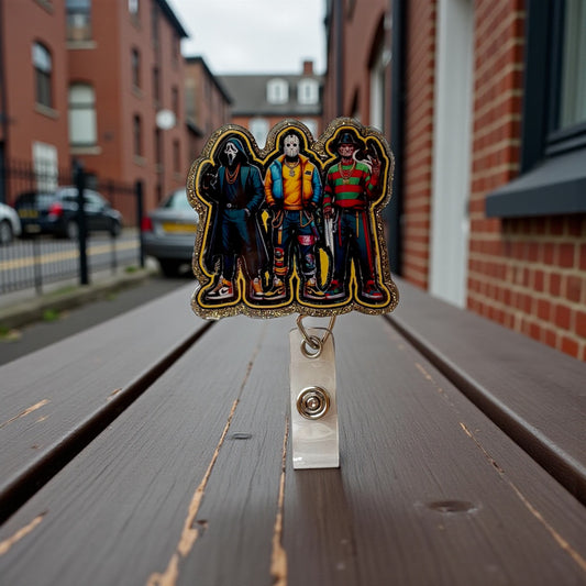 Horror Legends Badge Reel – Scary Movie Characters ID Holder