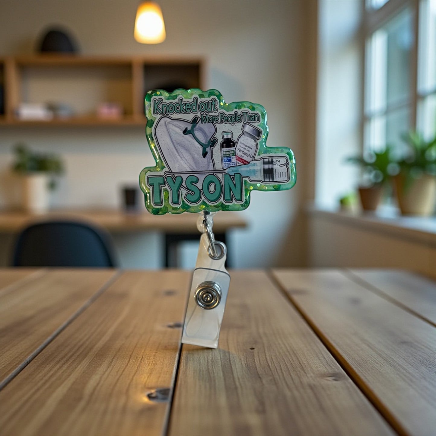 Anesthesia Badge Reel, Funny Knocked Out Like Tyson Badge, CRNA Nurse Badge Holder, Sedation OR Badge Clip, PACU Gift