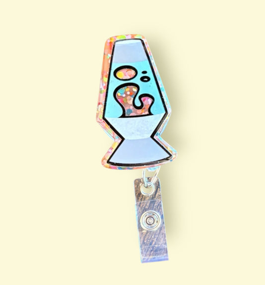 Lava Lamp Badge Reel | Retro Nostalgic Badge Holder | Fun Colorful Retractable Clip
