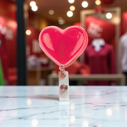 Red Heart Badge Reel – Valentine’s Day Retractable ID Holder
