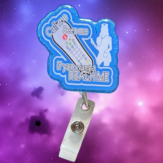 Funny Nurse Badge Reel - ER Nurse Gift - Call Me Code Blue - Cute Healthcare Worker ID Clip - Medical Badge Holder