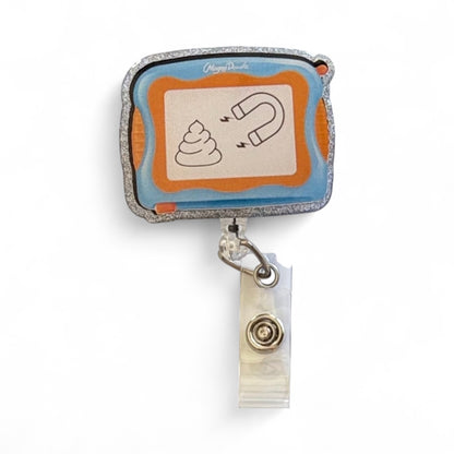 funny nurse badge reel,  poop Magnent Badge Reel, magnadoodle badge reel, ER Nurse Badge Reel, Funny Badge Reel