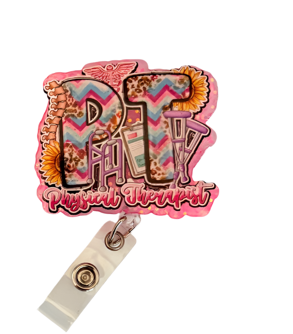 Physical Therapist Badge Reel | PT ID Clip | Rehab Life Badge Holder | Physical Therapy Gift for Coworkers | Funny PT Work Accessory